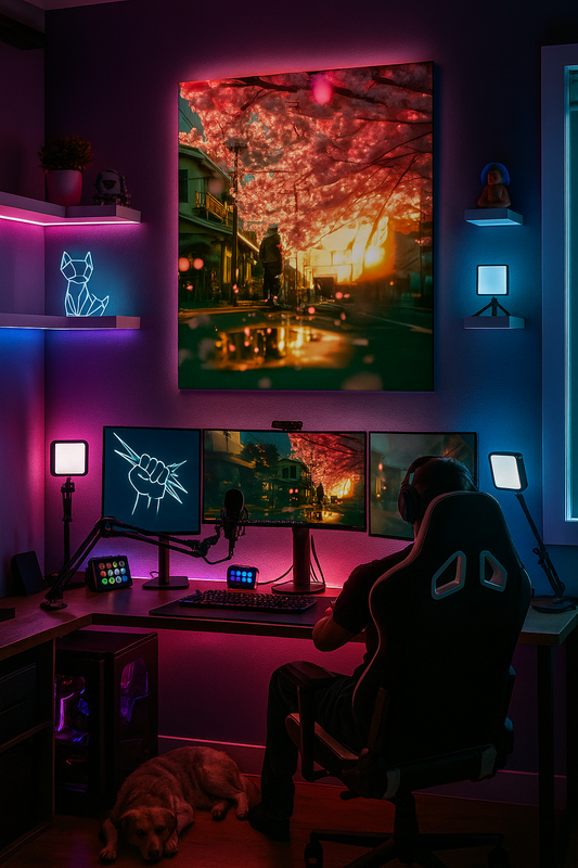 مسار أزهار الكرز - طباعة فنية لغروب الشمس في الأنمي