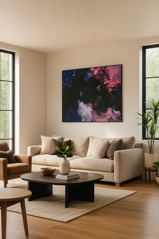 أحلام كونية: طباعة فنية تجريدية سائلة | أجواء سديمية نابضة بالحياة