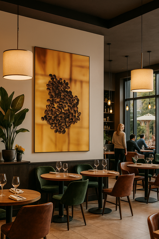 حب القهوة: طباعة فنية لحبوب قهوة على شكل قلب | دافئة وجذابة