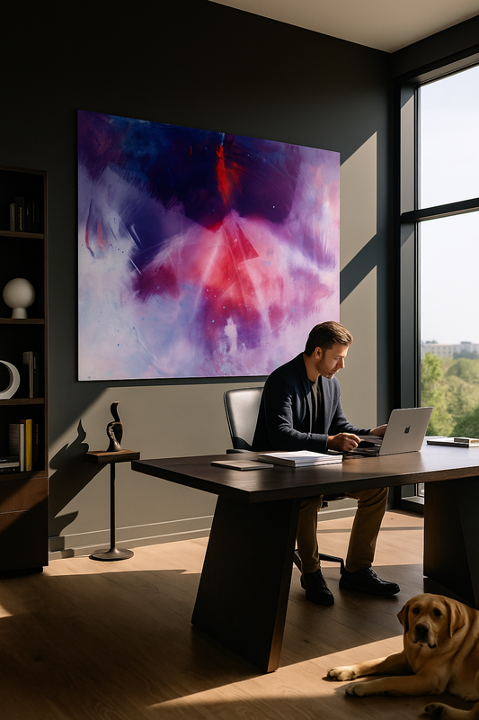 Impression d'art abstrait | Art mural moderne rouge, violet et bleu