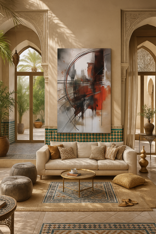 "Urban Abstract" - Modern Red & Black Abstract Art Print