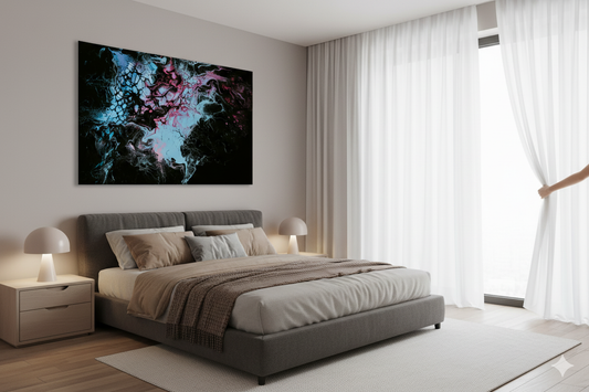 صفاء المحيط العميق: طباعة فنية تجريدية سائلة | أجواء زرقاء حالمة